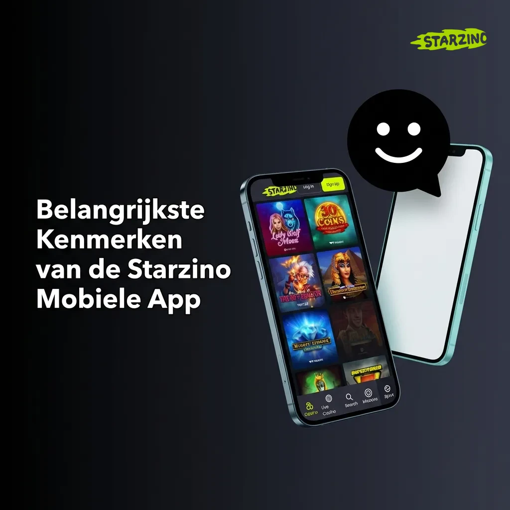 Starzino mobiele app interface met casino spellen, sportweddenschappen en Bancontact betalingsopties op smartphone