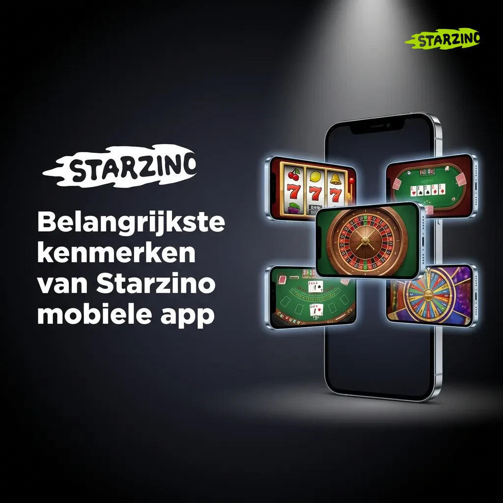 Starzino mobiele app interface met casinospellen, sportweddenschappen en betaalopties zoals Bancontact