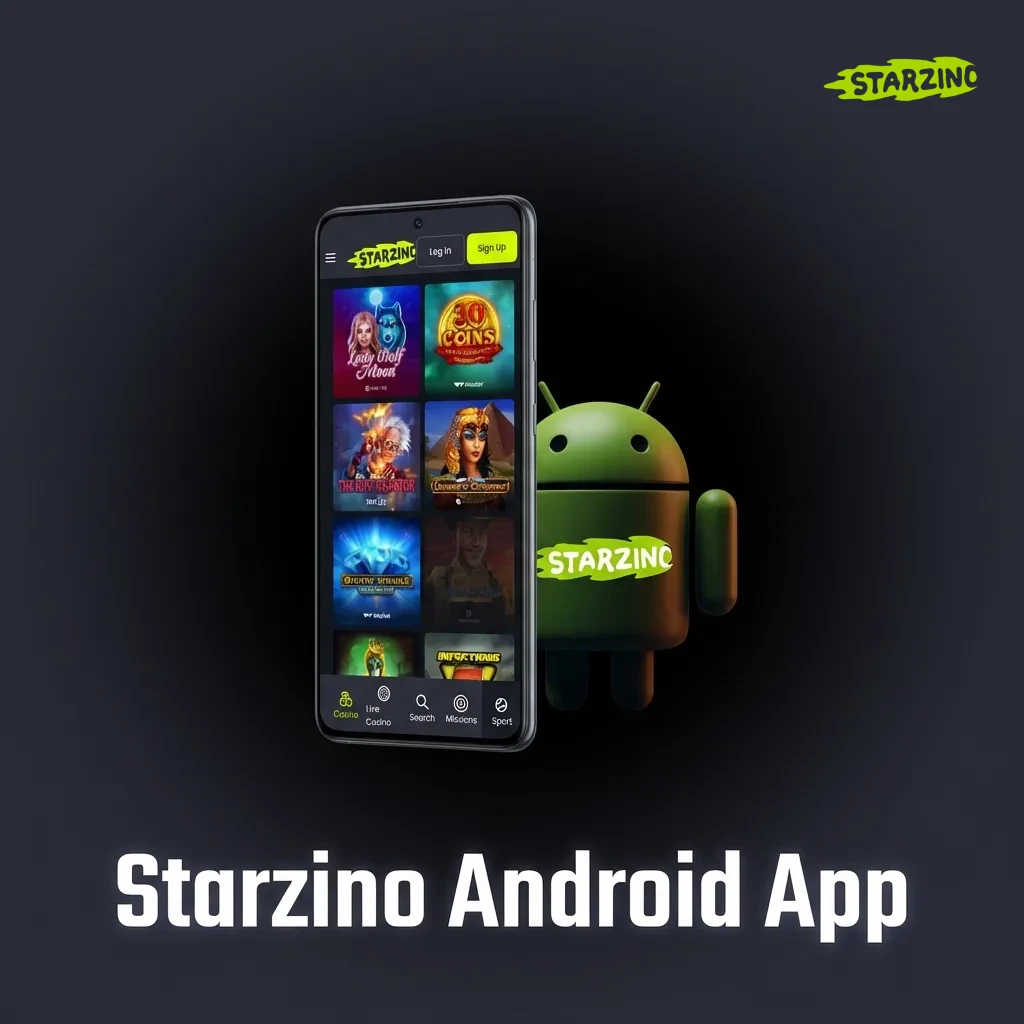 Starzino Android app interface showing mobile betting and casino games available for free download