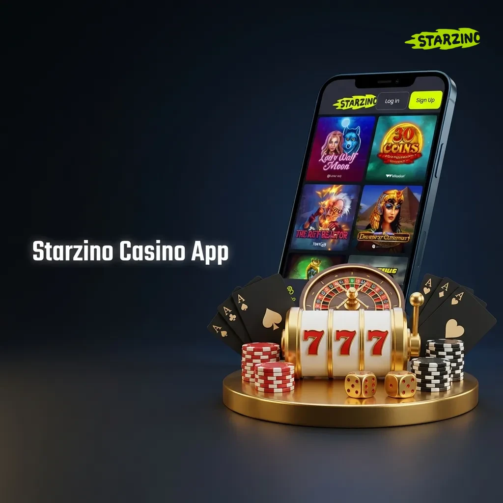 Starzino Casino App interface showing live casino games, slots, and table games from top providers