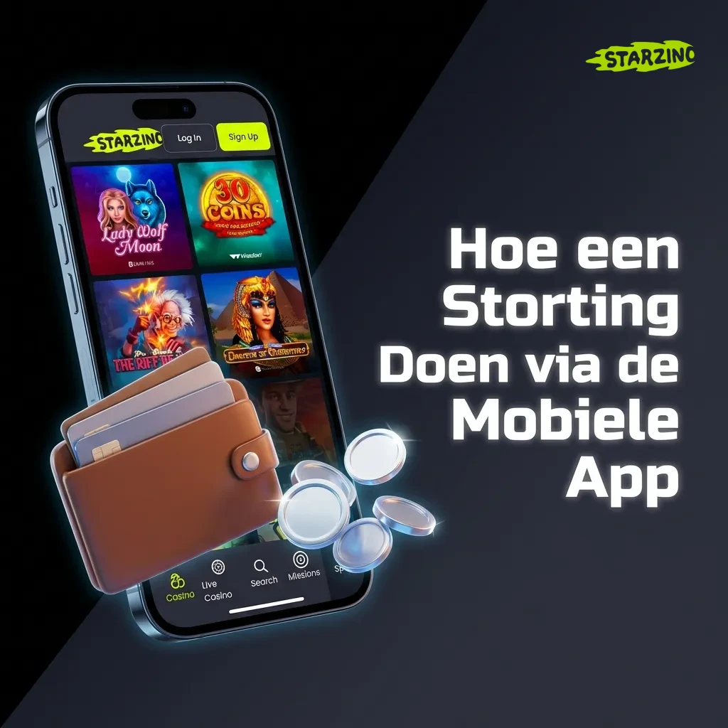 Person using mobile app to make a deposit at Starzino casino, tapping profile icon and selecting payment method