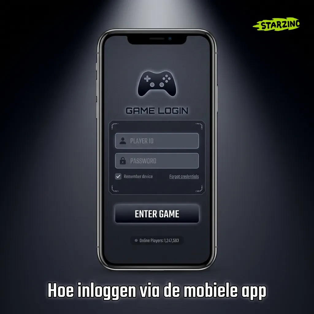 Starzino mobiele app inlogscherm met e-mail en wachtwoordvelden op iOS-apparaat