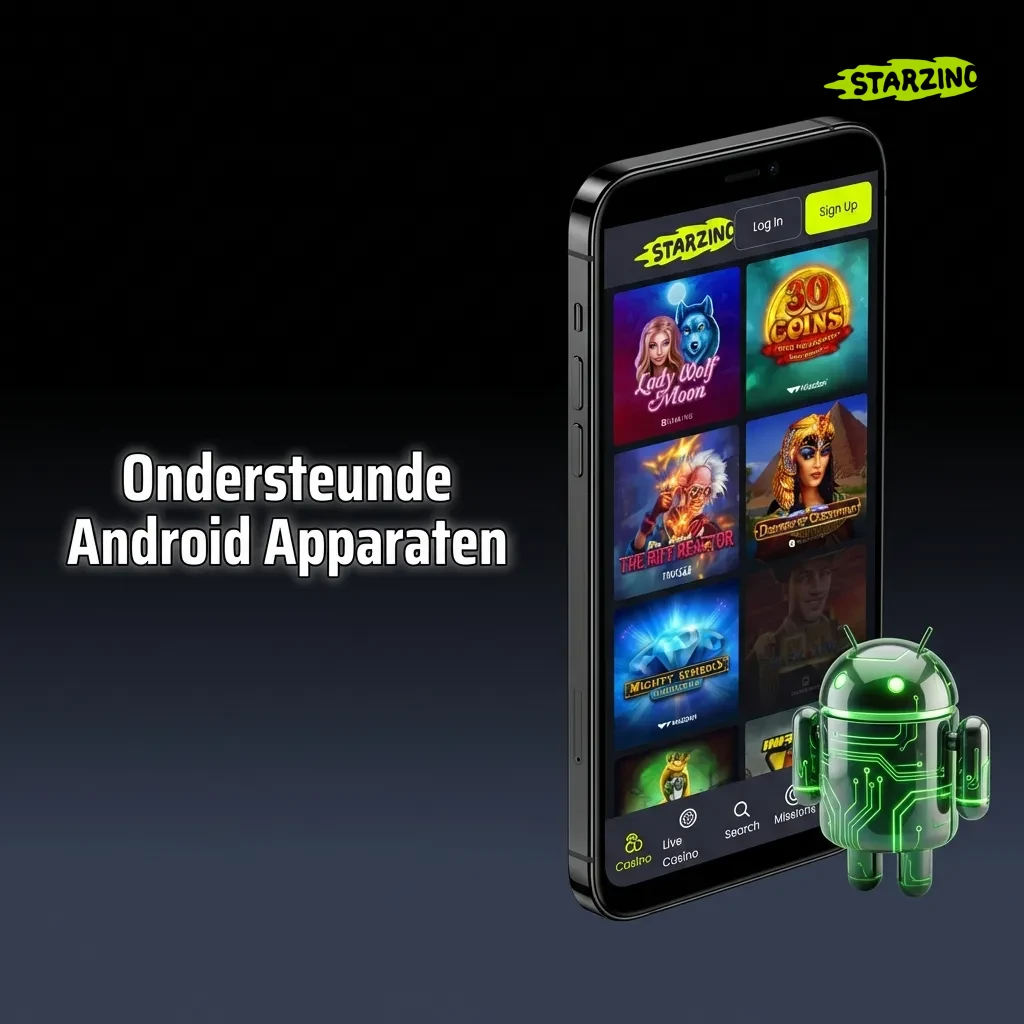 Lijst van moderne Android smartphones die de Starzino PWA ondersteunen, waaronder Samsung, Google Pixel en OnePlus modellen