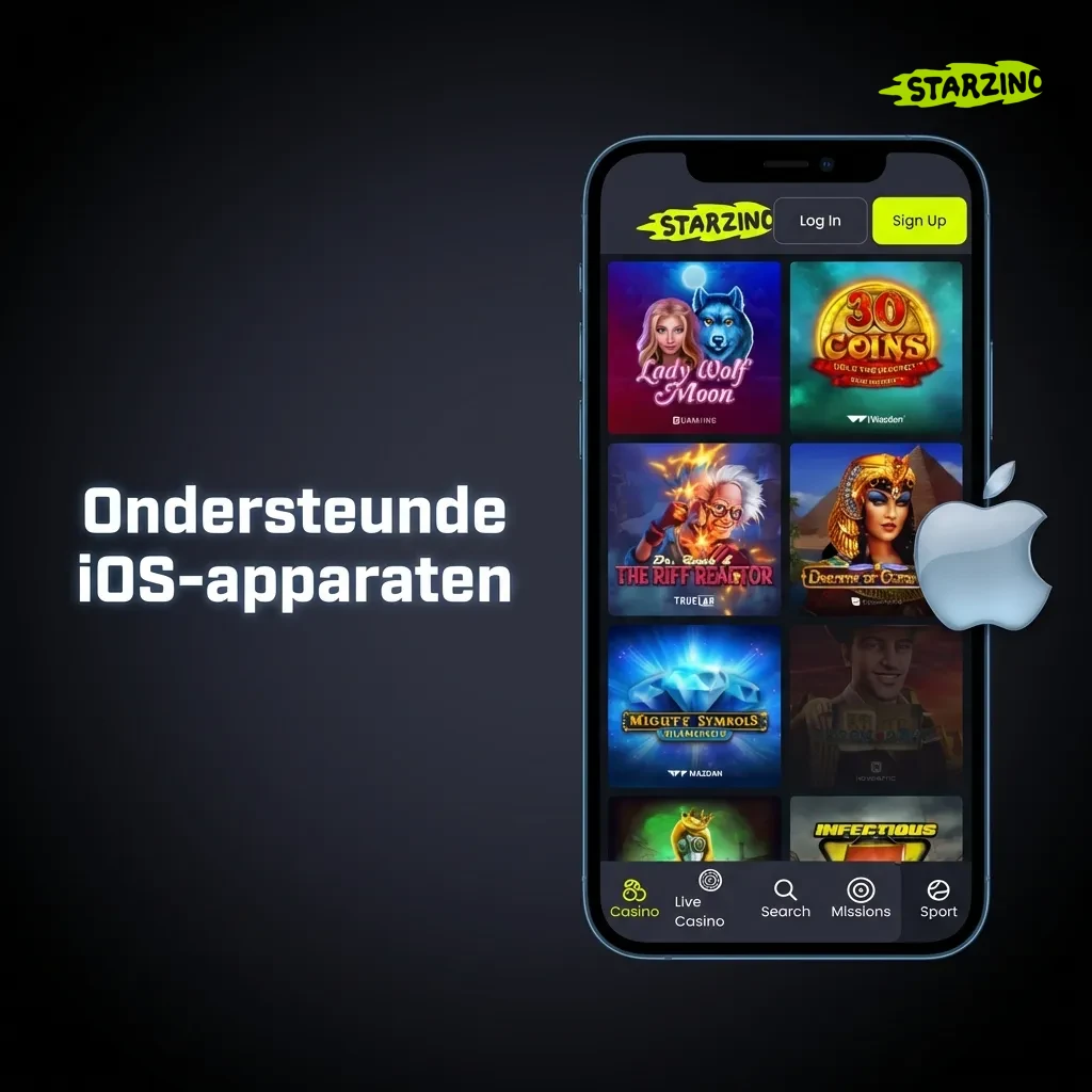 Lijst van compatibele Apple-apparaten voor de Starzino-app, inclusief iPhone, iPad en iPod Touch modellen