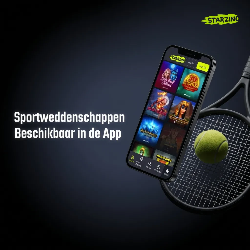 Starzino app sportsweddenschappen interface met voetbal, tennis, basketbal en andere populaire sporten